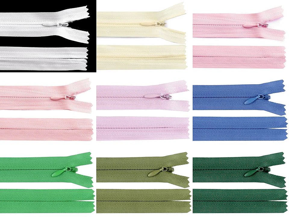 Fermeture à glissière invisible du 18 au 25 cm